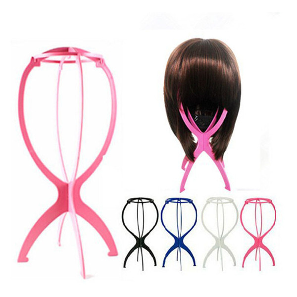 Wig Stand Rosy Black Blue And White Color Portable Folding Plastic Wig Hat Holder Hair Display Tool 260pcs