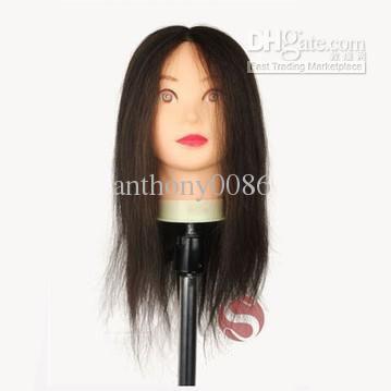 100% real human hair salon school hairdressing training PVC plastic mannequin model head with wigs stand periwig holder