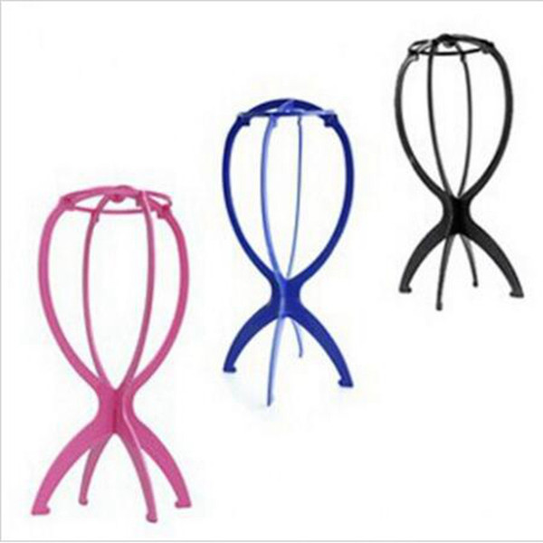 Folding Plastic Wig Stand Stable Durable Hair Support Display Wigs Hat Cap Holder Tool Blue Black Pink Color In Stock