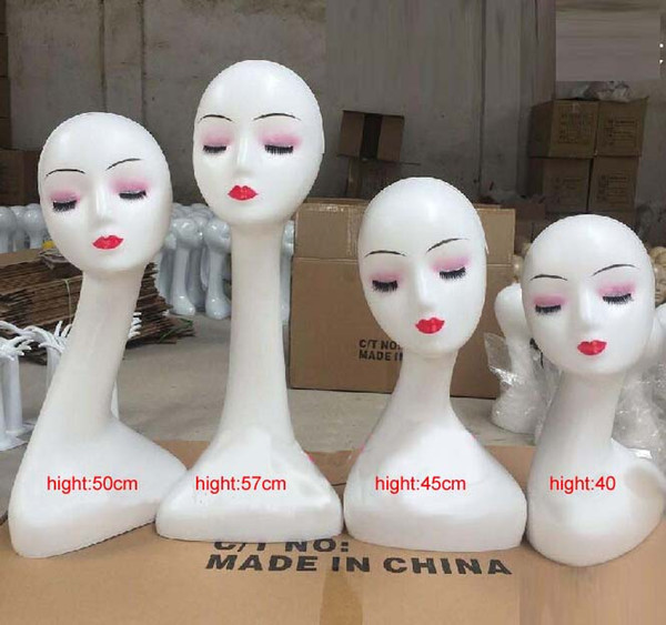 Plastic Long Neck Wig Display Mannequin Head Shop Window Model Show Shelf for Jewelry and Scarf Display