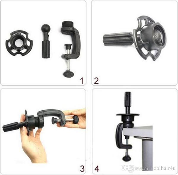 Hot step Brand New Adjustable Hair Salon Hairdressing Clamp Training Black Head Mannequin Holder Free Shipping