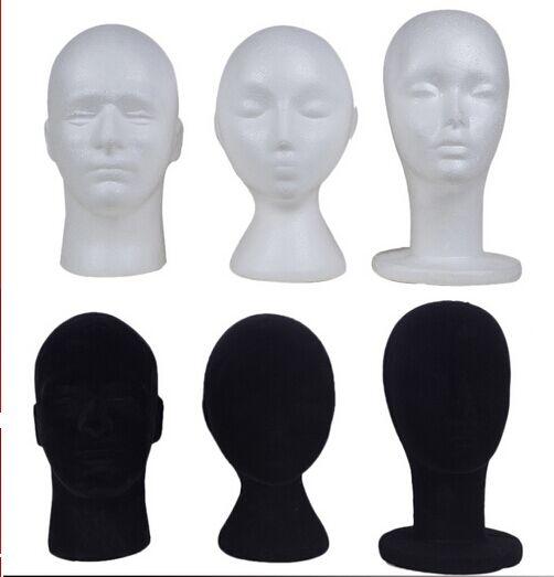 Styrofoam and Velvet Mannequin Head Hat Wig Holder Black or White Stand Display Female Male Head