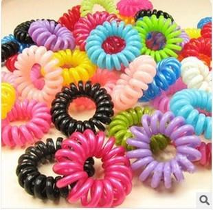 100PCS Wholesale Plastic Hair Braider Head Colorful Rope Spiral Shape Hair Ties Hair Styling Tools Telephone Wire Accessories