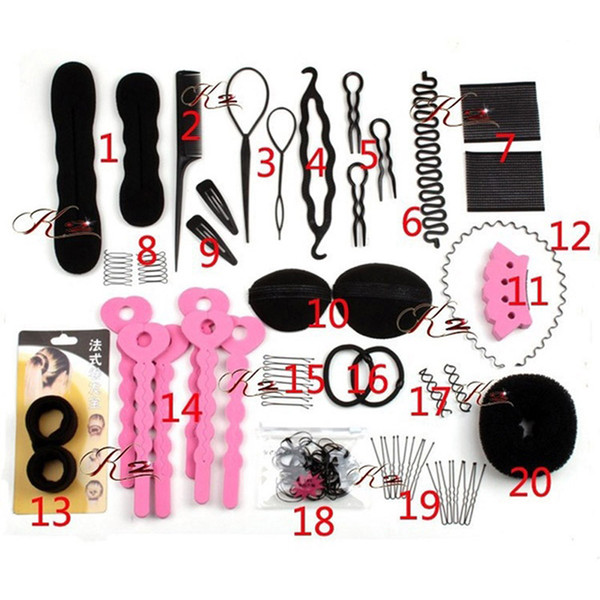 Hair Styling Tools Sets Magic Hair Bun Clip Maker Hairpins Roller Kit Braid Twist Set Sponge Styling Accessories