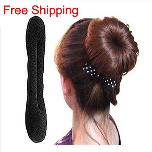 Wonderful Sponger Bun Maker Black Sponge Twist Hair Donut 2 Size With Paper Card Package Hairstyle Tools HA004