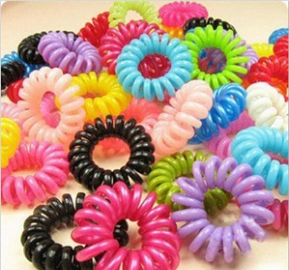 1000pcs Telephone Cord Rubber Hair Ties Elastic Ponytail Holders Hair Ring Scrunchies For Girl Rubber Band Tie Hair Rope