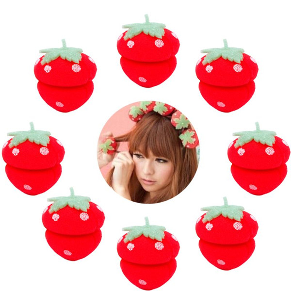 5pcs New Cute Strawberry Balls Hair Care Soft Sponge Rollers Curlers Lovely DIY Styling Tools