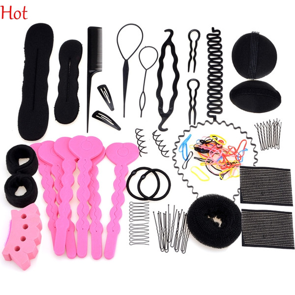 Fashion 20 in 1 Magic Hair Styling Accessories Set Pin Hair Bun Maker Comb Rubber Band Wavy Hoop Styling Tools Women Girls Headwear SV013521