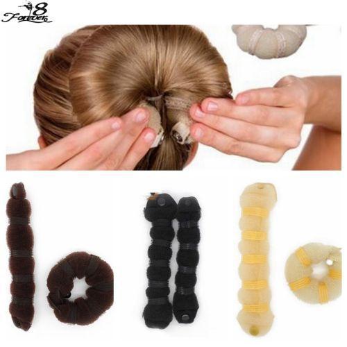 2017 Fashion Hair Tools Elegant Magic Style Buns Hair Rope 3 Colors Hairband Hair Accessories (1pack=1pc small+1pc large)