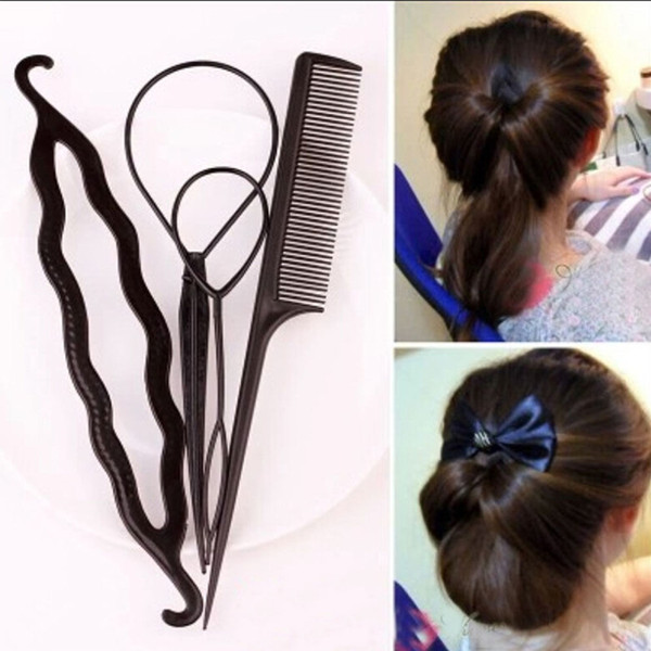 Hair Twist Styling Clip Stick Bun Maker Braid Tool Hair Accessories New Fashion 1 set=4pcs Free 