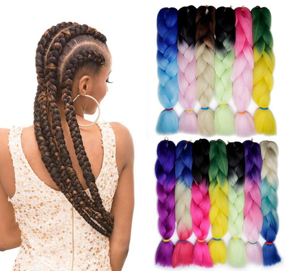 Colorful Silky Strands Ombre Kanekalon Jumbo Synthetic Braiding Hair Crochet Blonde Hair Extensions Jumbo Braids Hairstyles