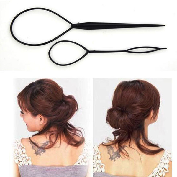 2pcs/set Hot Sale Chic Magic Topsy Tail Hair Braid Ponytail Styling Maker Clip Tool Black Drop Shipping Headwear