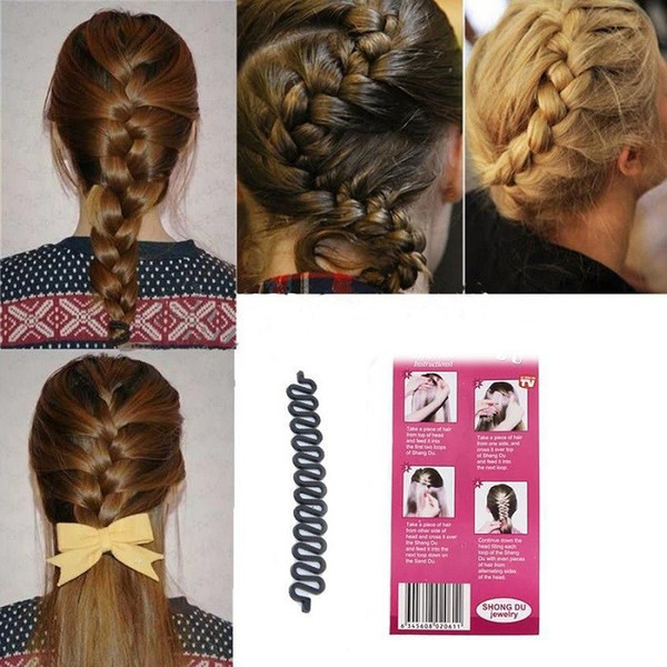 Women Lady French Hair Braiding Tool Braider Roller Hook With Magic Hair Twist Styling Bun Maker Hair Band Accessories