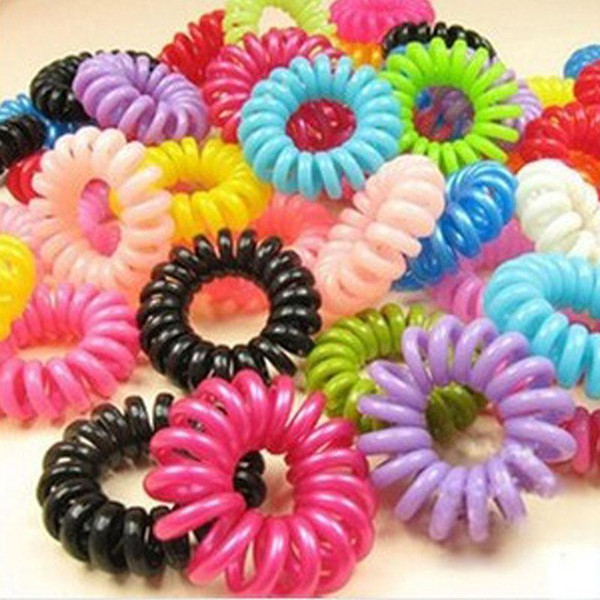 Wholesale 30pcs Mulit-color Telephone Wire Cord Girl Elastic Head Tie Hair Rope Hair Accessories Hair Styling Tools