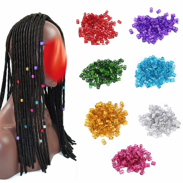 100PCS/Bag Colorful Hair Braiding Beads Hair Braid Tube Rings Cuff Styling Decoration Tools Hair Braiding Dreadlock Accessories