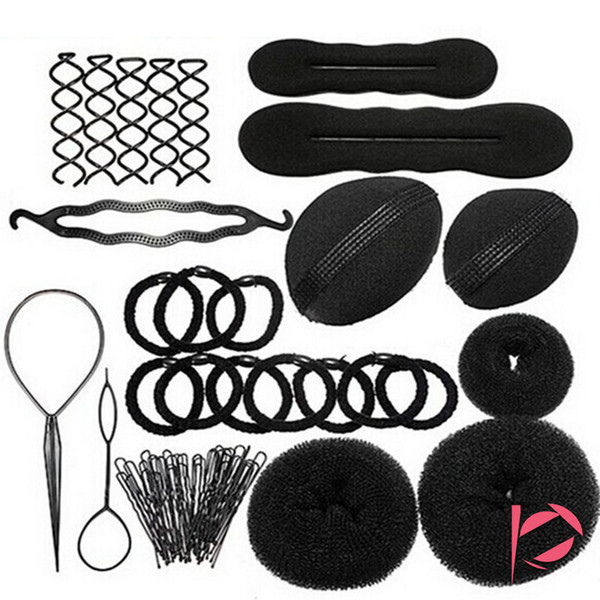 Hot 1 Set Women Lady Magic Braiders Hair Twist Styling Clip Stick Bun Maker Braid Tool Set Hair Accessories Black DHL Free