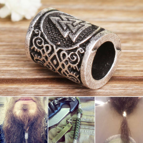 1pcs Hair Braid Dread Dreadlock Jumbo Bead Clip Cuff Silver Viking Rune Design Ring Copper Tube Jewelry Braiding Hair Extension