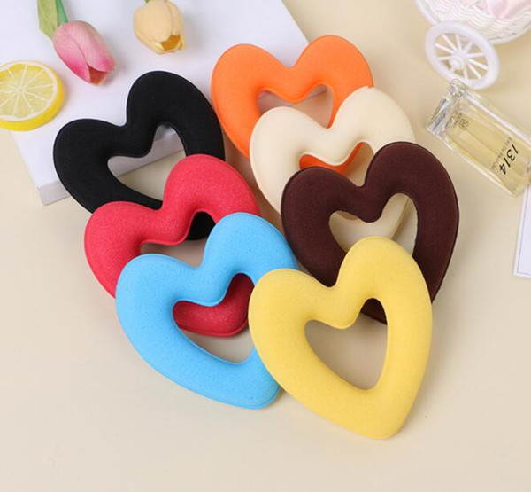 Hair braiders Cute Heart Shape Tiaras Hair Styling Tool Women Girls Sponge Bract Head Meatball Hair Bun Maker Ring Donut Free Shipping