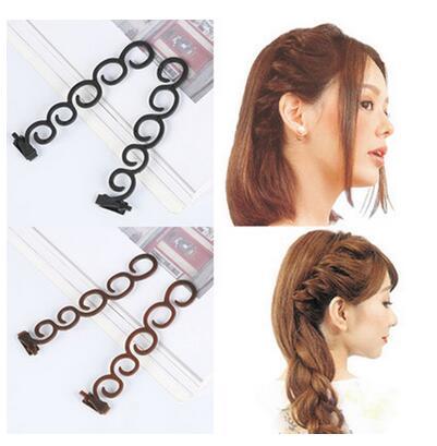 2Pcs/set styling tool hair curler Hair Braiding Tool Braider Roller Hook With Twist Styling Bun Maker Hair Band Accessories