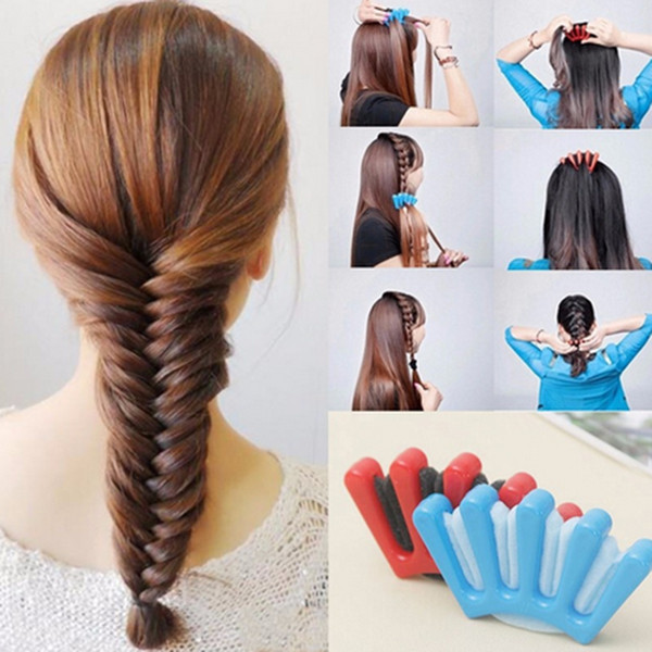 2PCS Fashion DIY Women Wonder Sponge Hair Braider Twist Styling Braid Tool Holder Hair Clip Styling Tools hair accessories