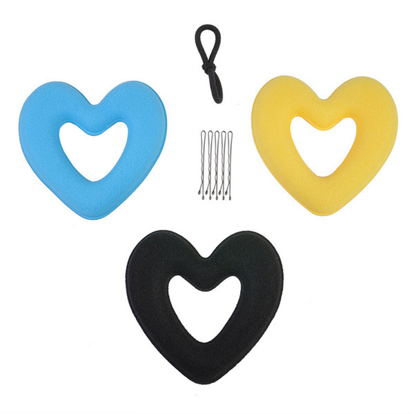 3PC Hair Donut Bun Heart Maker Hot Magic Foam Sponge Headwear Disk Hair Device Bun Updo Headbands Acces Hair Tool