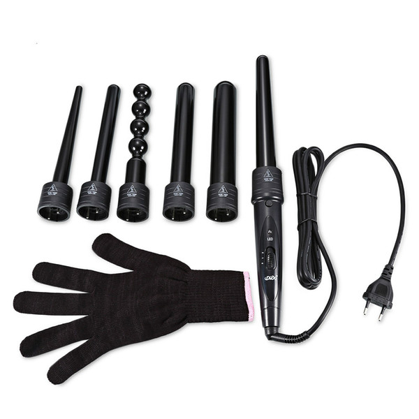 New 6 in 1 Ceramic Pro Curling Iron Wand Hair Curler Set Pro Interchangeable Barrel Tourmaline Curling Iron Machine Multifunctional