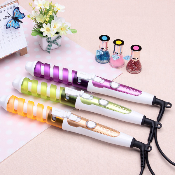 Professional Hair Curlers Electric Curling Irons Colorful Spiral Fast Heating Wall Hanger Diameter 19mm 140-200 35W 220V/110V Free DHL