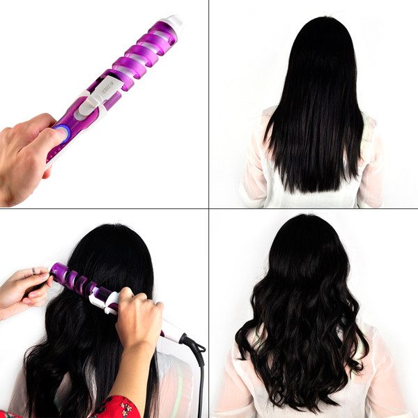 New Candy Color Electric Magic Hair Styling Tool Anti-Scald Hair Stick Hair Curler Roller Pro Spiral Curling Iron Wand Curl Styler