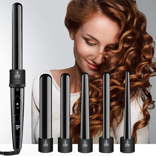 5 in 1 Curling Wand Set Hair Curling Iron The Wand Hair Curler Roller Gift Set 09-32mm 5pcs Curling Wands Set