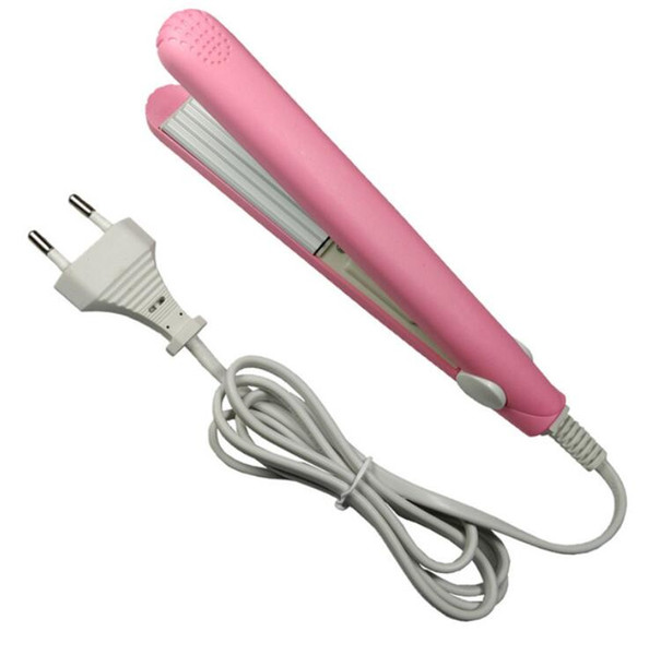 A mini hair iron pink corrugated plate electric curling iron curl modelling tools portable 