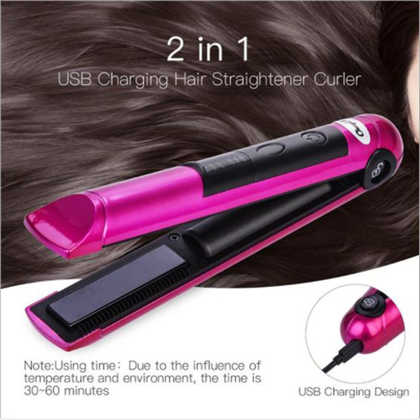 New USB Charging Roll Straight Dual-use Electric Hair Clip Straightener Portable Mini Wireless Charging,Give a beautiful gift.