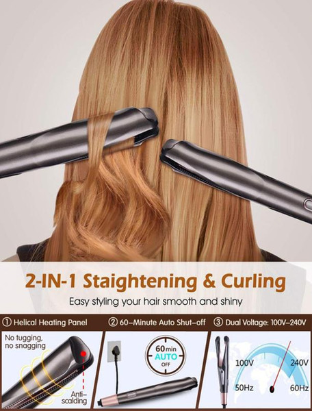 Professional Electric Straightening Iron &Curling Iron Hair Curler 2 In 1 Hair Straightener Flat Irons Ceramic Styling Tools