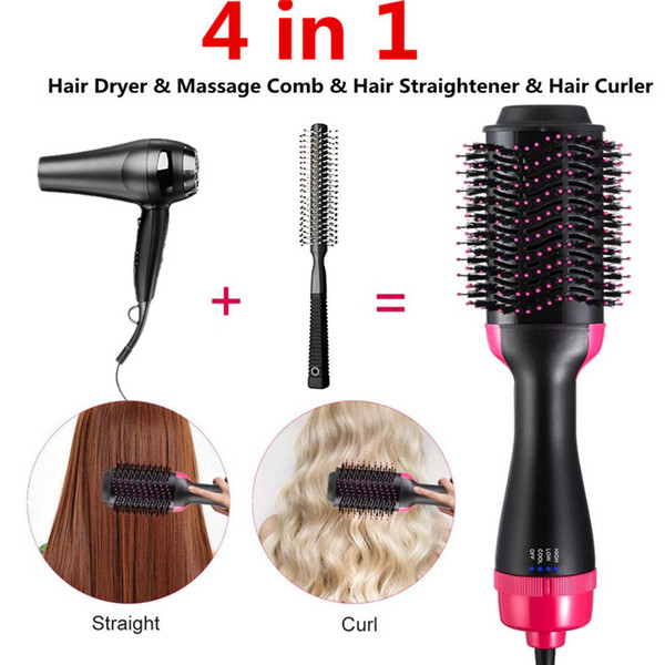 One Step Hair Dryer Brush Volumizer Ionic Blow Dryer Brushes Electric Hot Air Brush 4 In 1 Hair Straightener Curling Iron Hair Tool