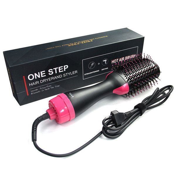 Hot Air Brush One Step 2-in-1 Hair Dryer & Styler & Volumizer Multi-functional Straightening & Curly Hair Brush with Negative Ions