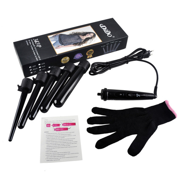 5 in 1 Curling Wand Set Hair Curling Tong Hair Curling Iron The Wand Hair Curler Roller Gift Set 09-32mm with 5PCS Curling Wand 0604061