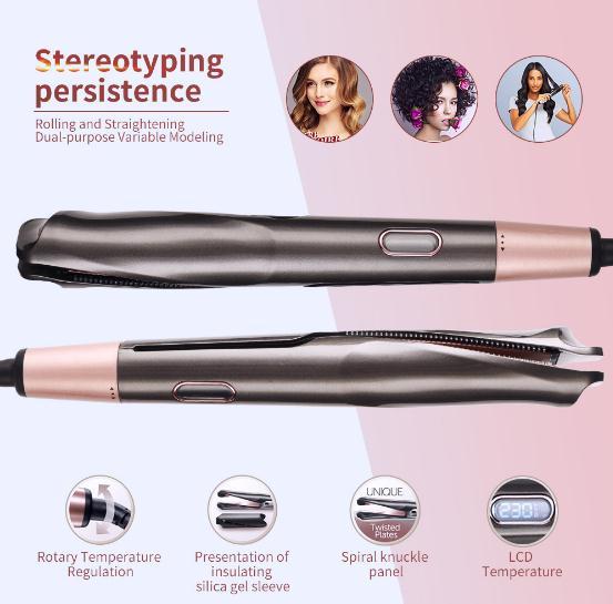 Professional LED Hair Straightener Twisted Plate 2 in 1 Ceramic Flat Iron Curling Irons hair curler for All Hair Types Salon Tools