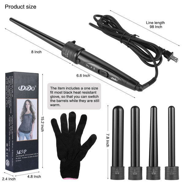 5 in 1 Curling Wand Set Hair Curling Tong Haircurler Iron Wand Hair Curler Roller Gift Set 09-32mm Curler Wand EU US Plug