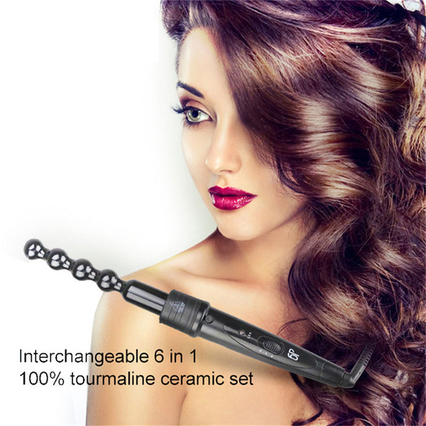 Professional 6 in 1 Twisted Curling Irons Wand Ceramic Floating Plates Flat Iron Curler Spiral Curling Stick Tools 07