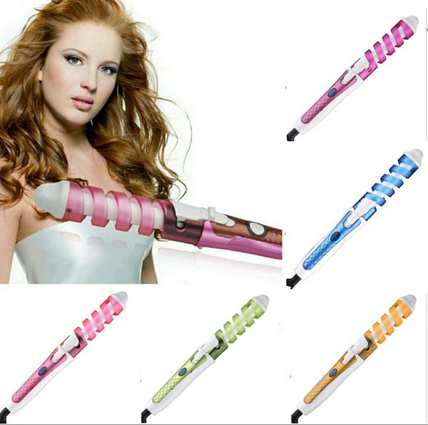 2016 Electric Magic Hair curler Styling Tool fast heating hair stick Rizador Pelo Roller Pro Spiral Curling Iron wall hanger NHC-8558