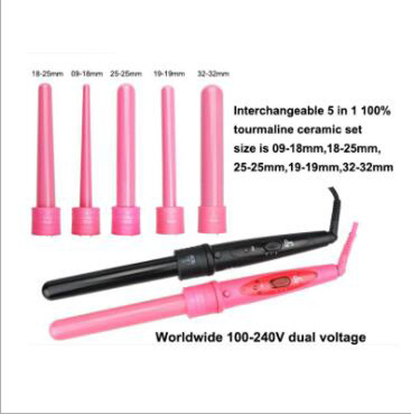 5 in 1 curly hair set iron rod ceramic speed hot wand curler reel gift box 09-32mm Europe and America plug