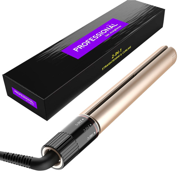 Hair Straightener LED Display Ceramic Corrugated Plate 2 in 1 Straightening Irons Flat Iron Hair Curling J1331