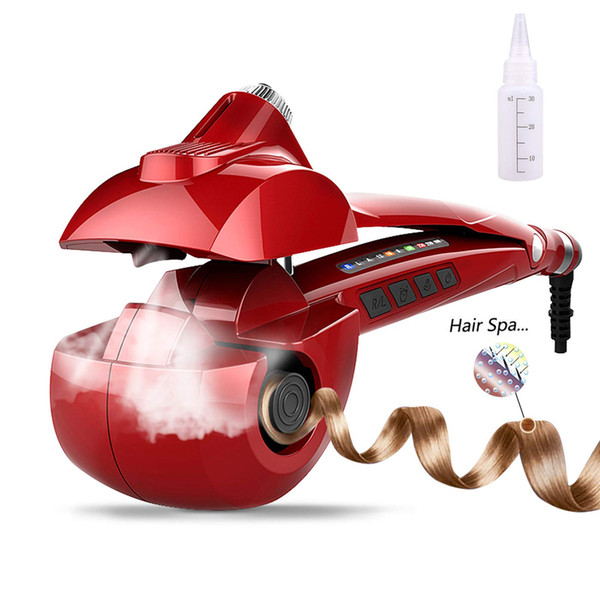 Automatic Hair Steam Curler Ceramic Curling Iron Bar Salon Professional Car Rotating Styling Steamer Spray Curl Spiral Machine Tool with LED