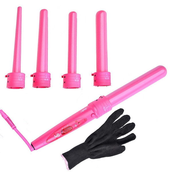 Ceramic Curling Wand Set, BlueTop Women Salon Studio Professional 5-in-1 Tourmaline 5 Barrel Waver with Free Heat-Resistant Glove Hair Style