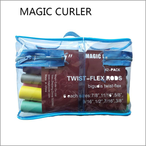 7 Inch 42-pack Twist-flex Rods DIY Magic Curler Foam Sponge Hair Roller With PVC Bag Fashion Free Shipping.