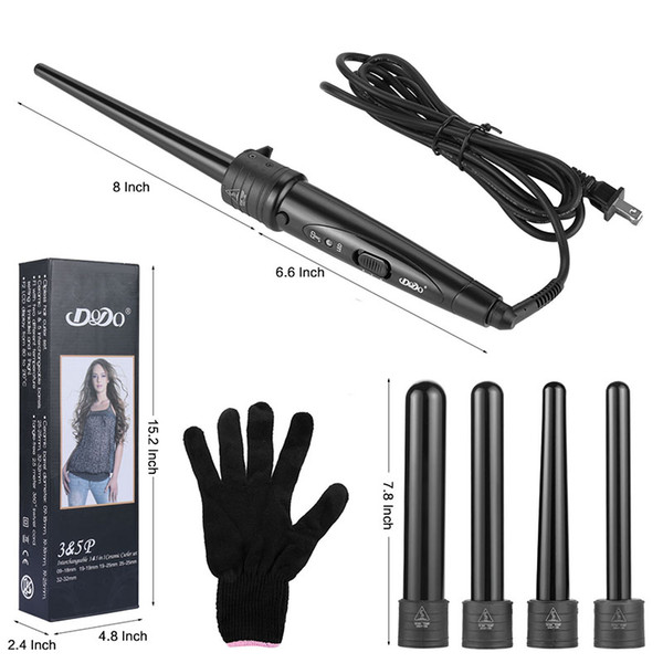 5 in 1 Curling Wand Set Hair Curling Tong Hair Curl Iron The Wand Hair Curler Roller Gift Set 09-32mm Curler Wand