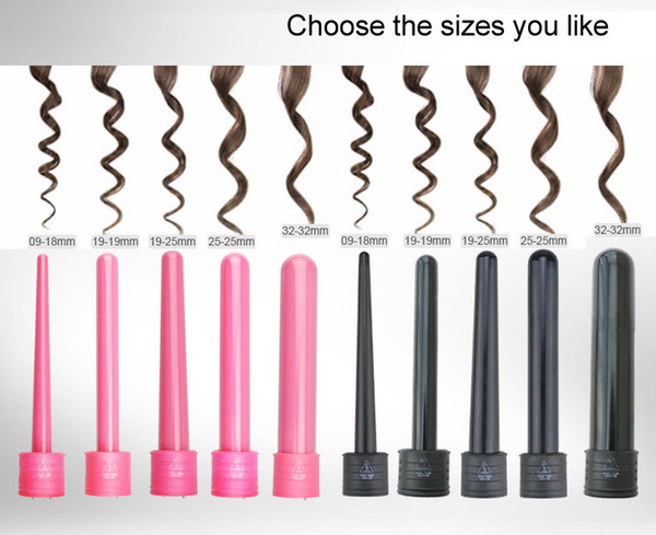 5 in 1 Curling Wand Set Hair Curling Tong Hair Curling Iron The Wand Hair Curler Roller Gift Set with 5PCS 15pcs