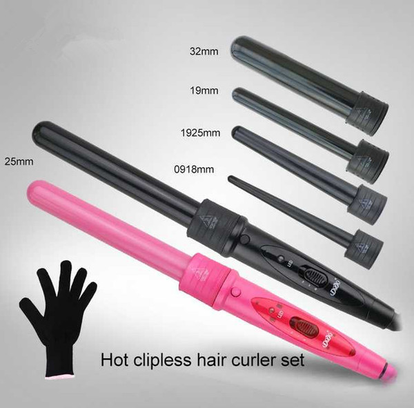 5 in 1 Curling Wand Set Hair Curling Tong Hair Curl Iron The Wand Hair Curler Roller Gift Set 09-32mm Curler Wand EU US Plug