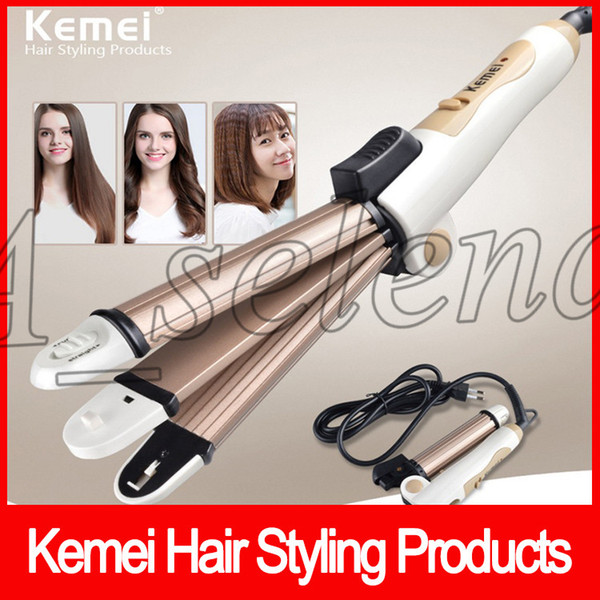 Kemei hair styling products Mini Carrying Foldable Hair Straightener hair curler Curly Multifunction Curling Irons 