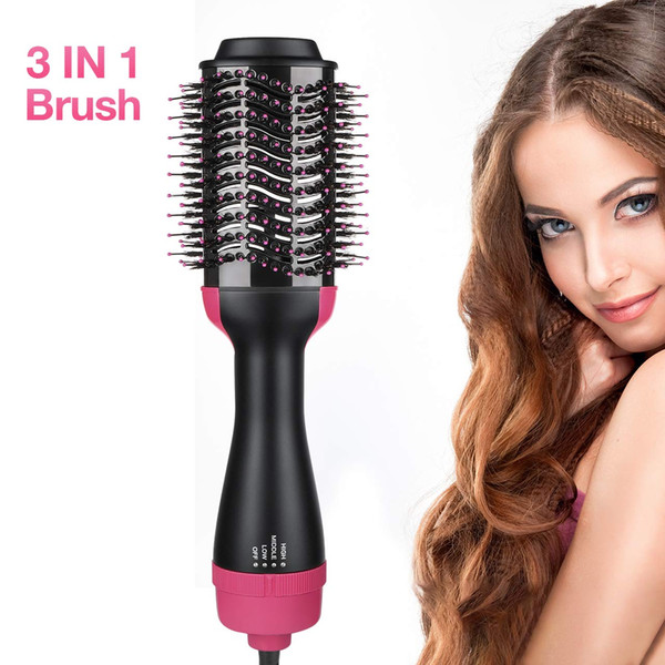 One Step Hair Dryer, Salon Hot Air Styling Brush Negative Ion Generator Hair Straightener Curler for All Hair type