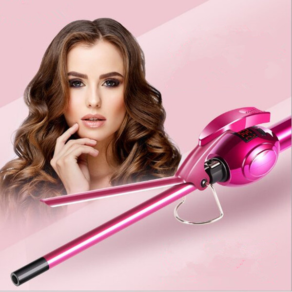 Hot selling Salon grade LCD display EU UA plug Tourmaline ceramic compact DIY hair curler hair curling stick free shipping